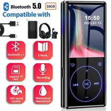 Support 128GB Bluetooth MP3 Player HiFi Bass Musik Spieler HD mit FM Radio Alarm