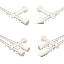 Innenlauf Gardinenstangen Vorhangstangen weiß aus Alu und Holz, 1- oder 2-läufig