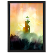 Leuchtturm im Nebel Aquarell