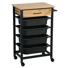 Küchenwagen Servierwagen Bambus 37x47x85cm Bastelwagen mit Rollen Rollenwagen 