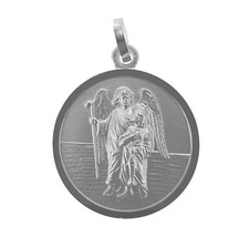 Heiliger Erzengel Raphael Schutz Anhänger 18 mm Name Datum Gravur Silber 925