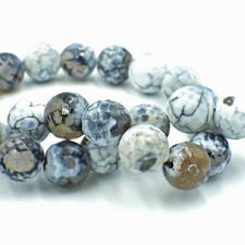 NELLYS Feuerachat Achat Perlen schwarz weiß facettiert 6-12mm Strang