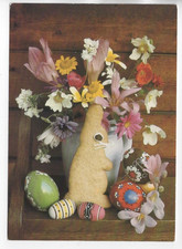 AK  DDR  Ostern / Blumen-Eier -Häschen ungel.