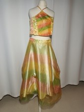 Mädchen Kostüme Tanzkostüme Gr. 140 8-9 Jahre Gold Glitzer Regenbogen