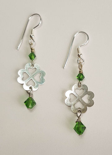 Silber ohrringe kleeblatt mit - silber,