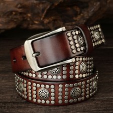 Heavy Metal Cowboy Punk Belt Genuine Leather Hip Hop Belts for Men Jeans Belt