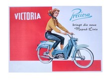 Victoria bringt die neue Moped Linie Preciosa Werbe Plakat 50er Jahre