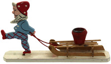 ? Alter Erzgebirge Leuchter Holz Kerzenhalter Weihnachten - 7 x 12 cm