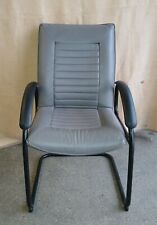 Konferenzstühle  Besucherstühle  mit Echt Leder bezogen grau - Freischwinger