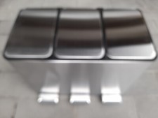 Treteimer 3x15 Liter mit Transportschaden, Edelstahl Mülleimer - (M8)