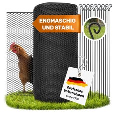 Hühnerzaun Hundezaun Steckzaun Weidezaun Zaun 25 m -Höhe 1.2 m schwarz SELFmania