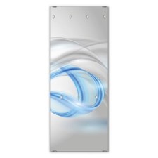 banjado Wandgarderobe Echtglas 50x125cm Garderobe mit 7 Haken Blauer Schleier