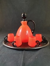 Set JUGENDSTIL KARAFFE PALLME KÖNIG LÖTZ WITWE ART NOUVEAU ANTIQUE