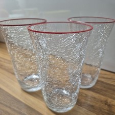 3x Vintage Saftglas Trinkglas Glas  Crackle Glas Bruchglas Eis Frozen Glas 70er