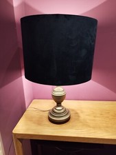 Vintage Tischlampe aus Zinn  Lampenschirm aus Samt inkl. leuchtmittel