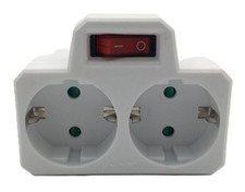 2-fach Steckdosenadapter Mehrfachstecker mit Schalter Schutzkontakt 16A 250V