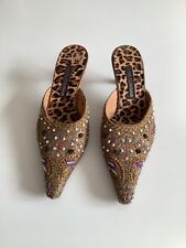 Wunderschöne Pantoletten PONS QUINTANA oliv / bunt bestickt, Gr. 37, Abs.5 cm