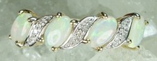 NEW Genuine Solid 9CT Yellow Gold Real Natural Opal & Diamond Eternity Ring   L 