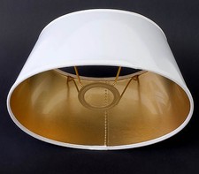 Lampenschirm elegant weiss gold  für Tischleuchte oval Stehlampen Lackschirm neu