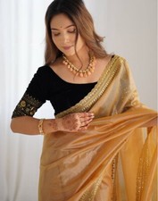 Sari Bluse Goldbraun Bollywood Sari Party Designer Saree Hochzeit Indien Sarees