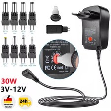 Universal Ladegerät Netzteil 3V 4,5V 5V 6V 7,5V 9V 12V 30W Adapter mit 9 Stecker