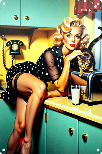 Alu blechschild pin vintage - pin-up,