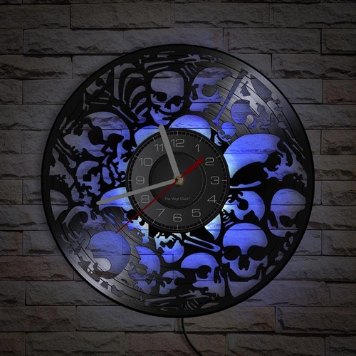 Vinylwanduhr totenkopfform - vinylwanduhr,,
