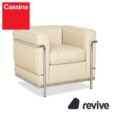 Cassina Le Corbusier LC 2 Leder Sessel Creme Eierschale Weiß