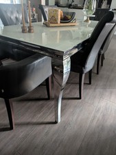 Esstisch Barock Tisch Designer Barock Opal Glas weiß 200x100cm 