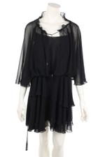 TALBOT RUNHOF Party Dress Chiffon Layer Look Frills Volants D 40 black