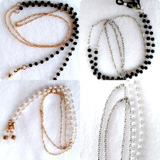 Brillenkette Brillenband Stilvolle schwarze und weiße Perlenband für Damen 75 cm