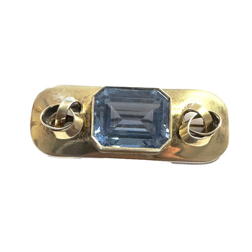 Art deco blautopasbrosche 800 - art,