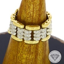 Wert 3.500,- Brillant Ketten Ring 750 / 18 Kt Gold Bicolor Gr. 60 XXYY