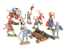 Vintage Elastolin Figuren 4 cm Römer & Ritter im Set