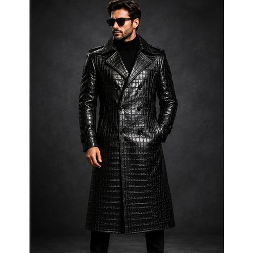 Herren echtleder mantel - echtleder,
