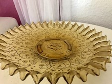 Antik Jugendstil Serviettenrand Pressglas Schale Glas Fenne Ewald Gelb Selten!