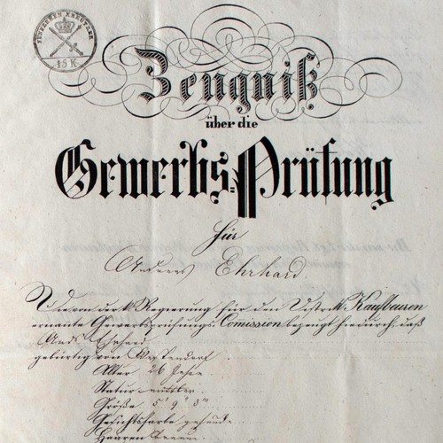 Zeugnis gewerbsprüfung 1841 - zeugnis,