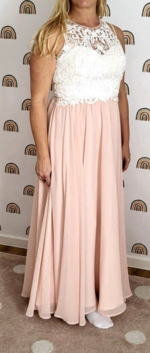 Kleid lang rose weißer - lang,