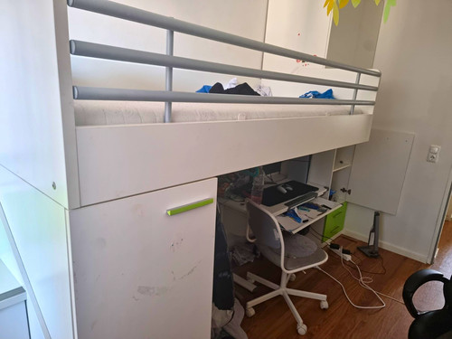 Kinder hochbett weiß grün - hochbett, weiß/grün