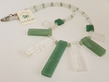 UNIKAT Edelsteine Kette Collier "Cleopatra" Aventurin Bergkristall Silberverschl