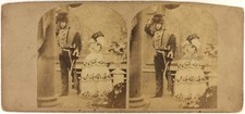 Paar -szene Gattung Marion Belday Foto c1860 Stereo Vintage Albumin