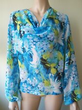 Romantische Chiffon Bluse langarm mit Blumenmuster Handmade Gr.S top Zustand