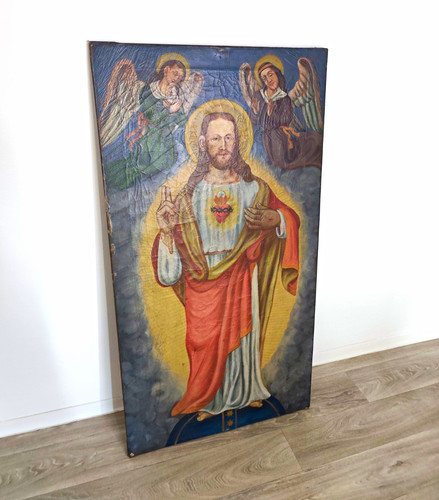 Antikes ölgemälde herz - antikes, jesu