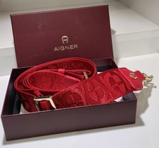 Aigner Logo Taschen Schulterriemen Strap Gurt Crossbody NEU  rot 148 cm NP 179,-