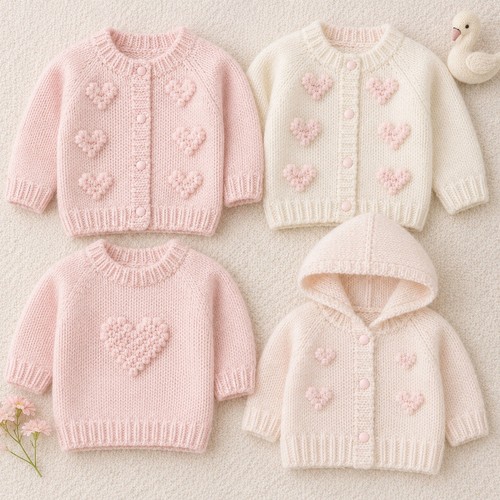 Baby bommel herz strickjacke - bommel,