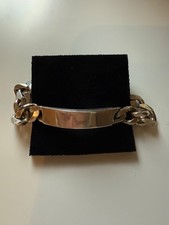 Herren Panzerarmband 925er Silber massiv mit Gravurplatte 20cm