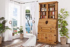 Sekretär Schreibtisch Homeoffice - Pinie Weiß Natur Massivholz - Landhausstil