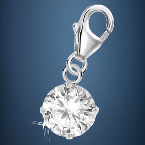 Runde zirkonia charm weiß - zirkonia, 925