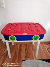 Bettkastenwagen rot/blau mit Rädern 56 x 77 cm