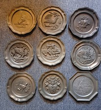 9 Wandteller (Zinn, Zink) mit